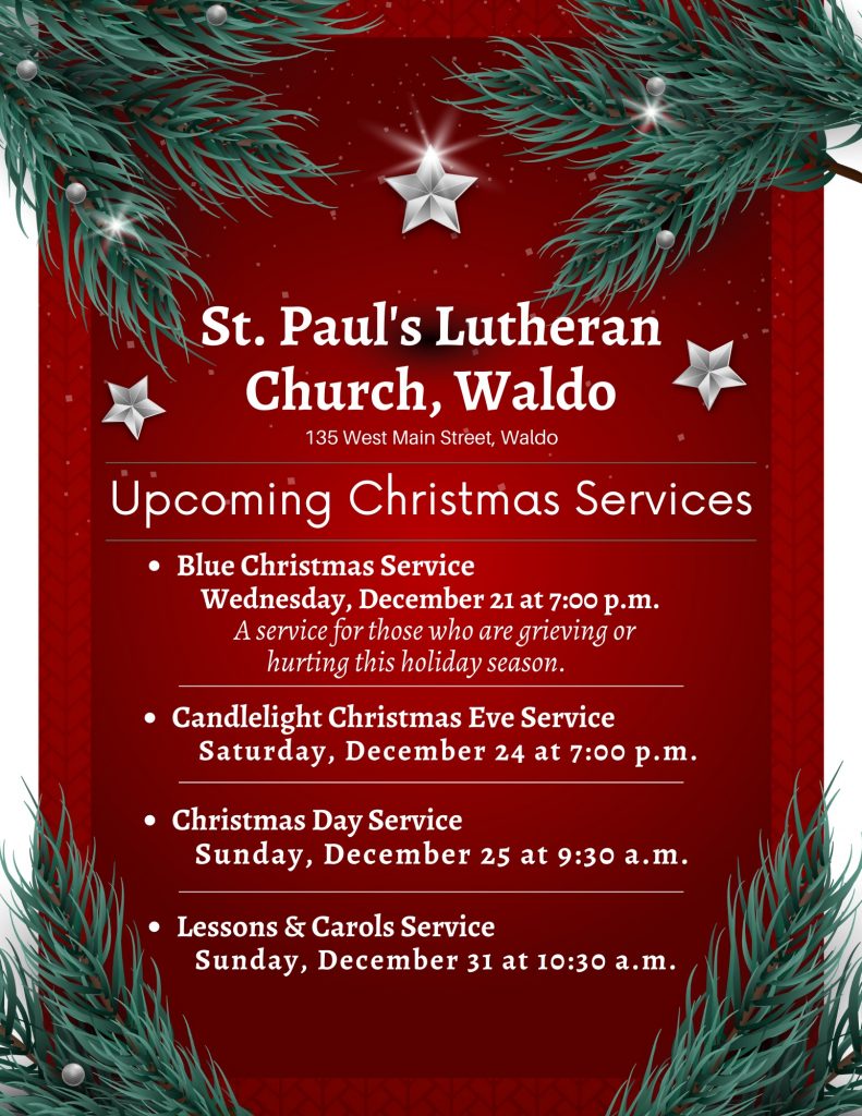 Upcoming Christmas Season Services flyer.